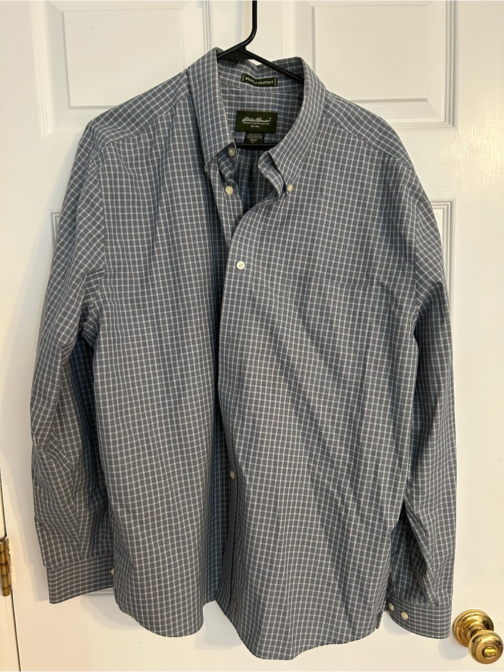 Eddie Bauer Blue and White Check Button-Down Shirt